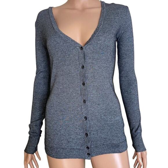 J. Crew cardigan black and white striped sweater v-neck button up lightweight XS - Picture 2 of 9